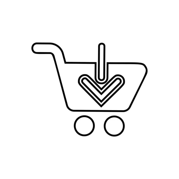 Downward Arrow Pushcart Concept Add Cart Vector — Stock Vector