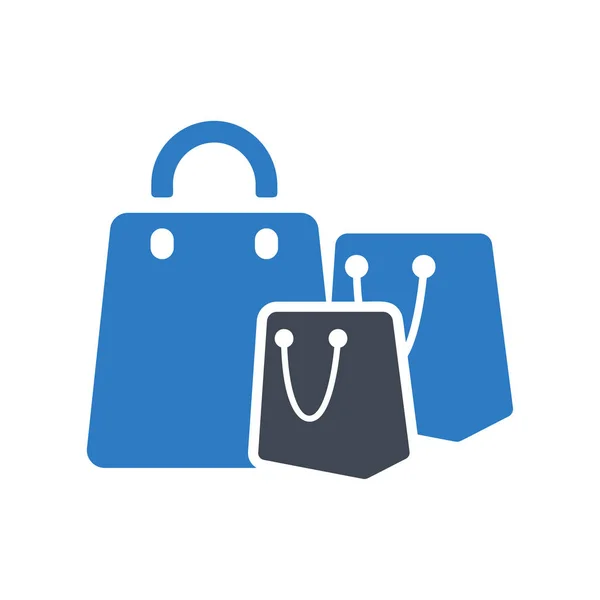 Tres Icono Bolsa Compras Azul — Archivo Imágenes Vectoriales