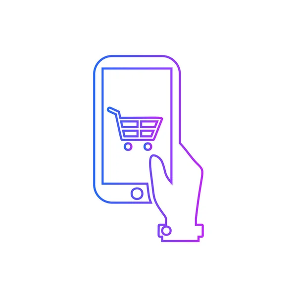 Hand Holding Mobile Online Shopping Icon Vector — Stock Vector