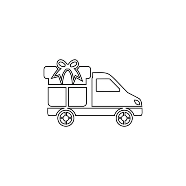 Un'auto di consegna con l'icona della confezione regalo - vettore — Vettoriale Stock