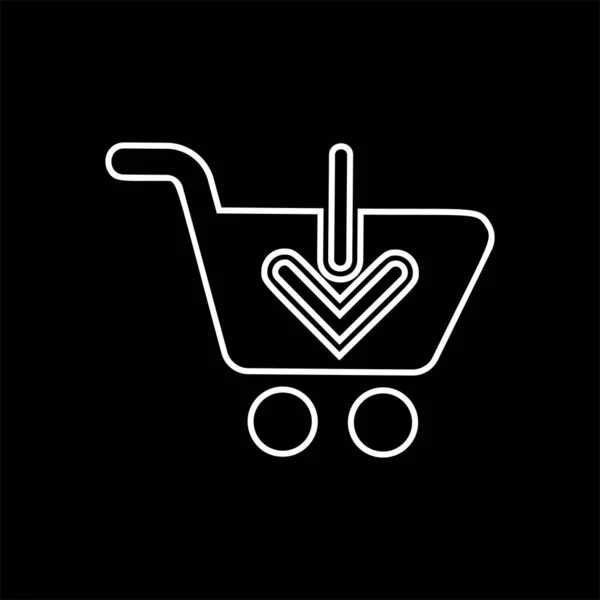 Una Flecha Hacia Abajo Concepto Pushcart Añadir Carrito Vector — Vector de stock