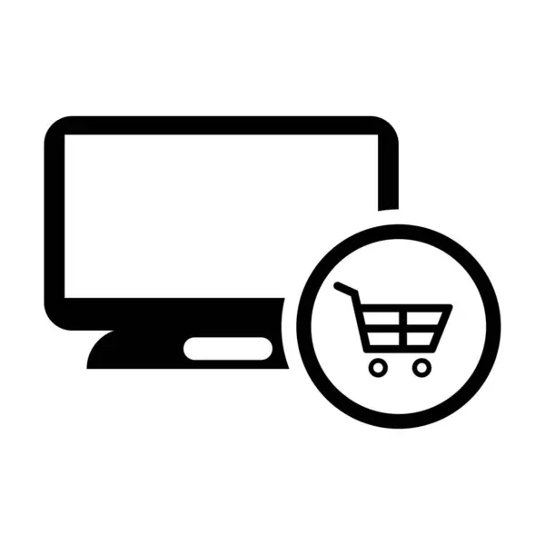 Online Shopping Vector Icon Black — Stock Vector