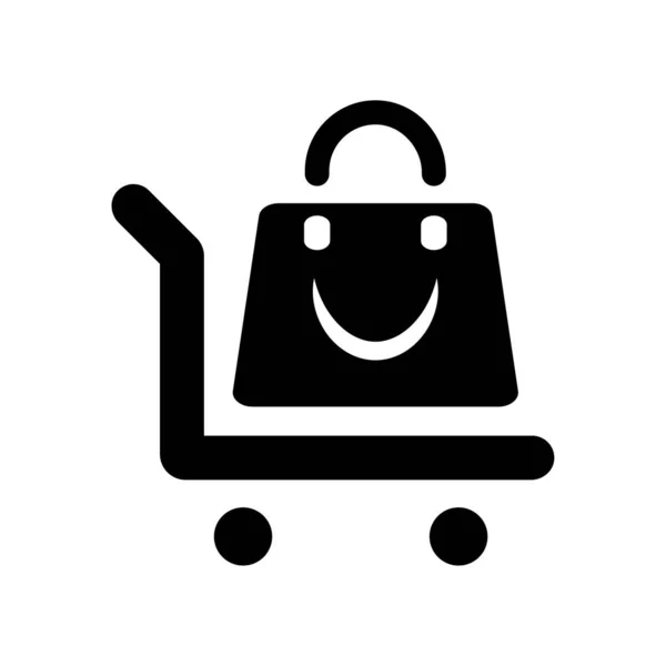 Carrito Compras Con Icono Bolsa Negro — Archivo Imágenes Vectoriales