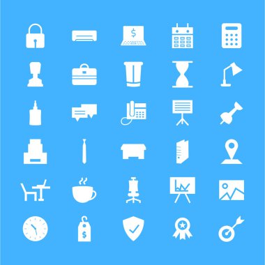 Ofis Simgeleri Seti - İş ofisi tabela seti - Vektör