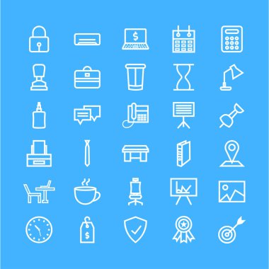 Ofis Simgeleri Seti - İş ofisi tabela seti - Vektör