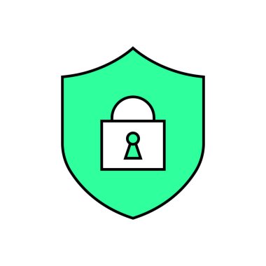 Güvenlik kilidi işareti ile Kalkan - vektör