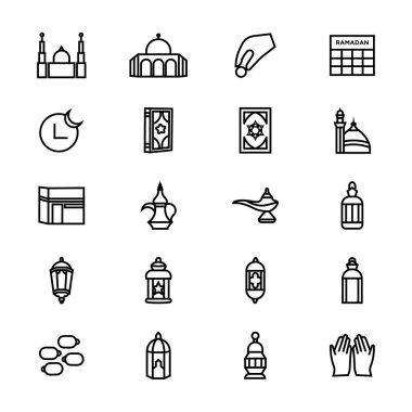 Ramazan Kareem simgeleri seti - İslami Simgeler Set vektör
