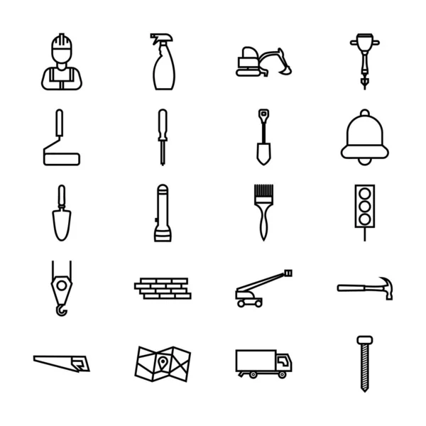Set di icone di costruzione - Simbolo del segno di costruzione - Vettore — Vettoriale Stock