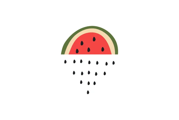 Ilustração do conceito de chuva de melancia plana — Vetor de Stock