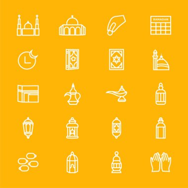 Ramazan Kareem simgeleri seti - İslami Simgeler Set vektör