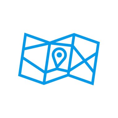 Harita simgesi - Harita işareti ile konum iğnesi - vektör