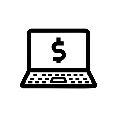 Bir dolar işareti ile Laptop - vektör
