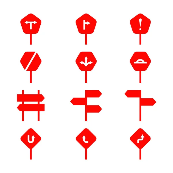 Conjunto de ícones de sinal de estrada - Vetor - Ícone de glifo —  Vetores de Stock