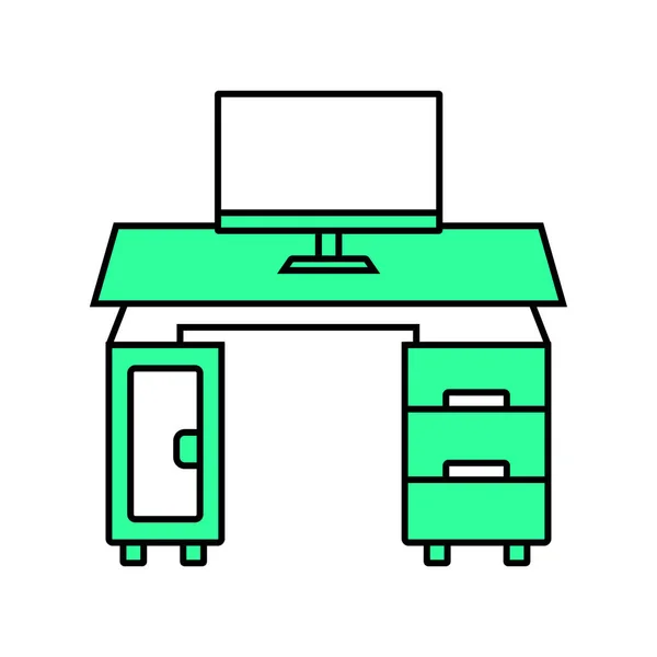 Bilgisayar masası simgesi - vektör — Stok Vektör