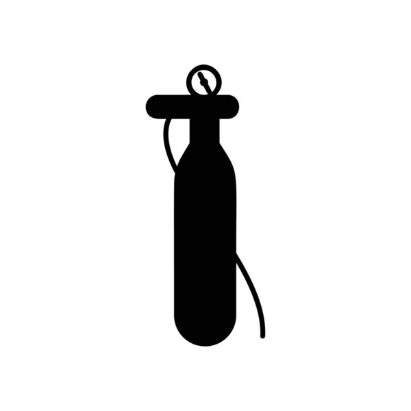 Sauerstoffzylindersymbol - schwarzes Vektor-Symbol im Glyphen-Stil - Vektor — Stockvektor
