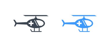 Tıbbi Acil Helikopter Destek simgesi - Glyph vektör işareti