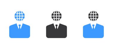 Global işadamı simgesi - Glyph dünya çapında iş konsepti