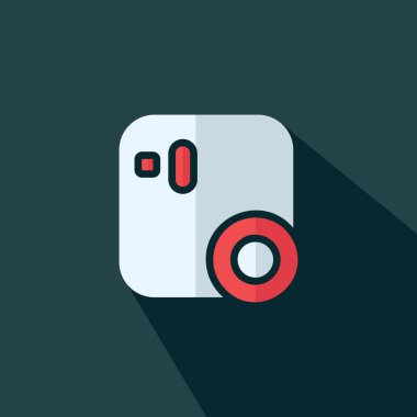 Kamera düz simgesi - Modern kamera düz işaret vektörü - İllüstrasyon