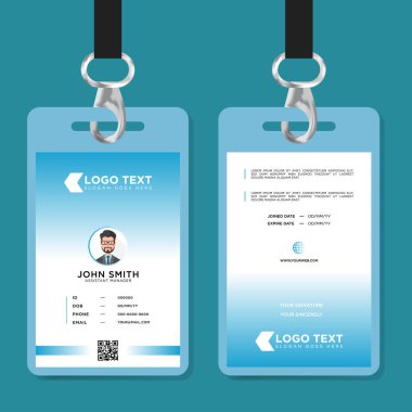Simple corporate id card template vector blue clipart