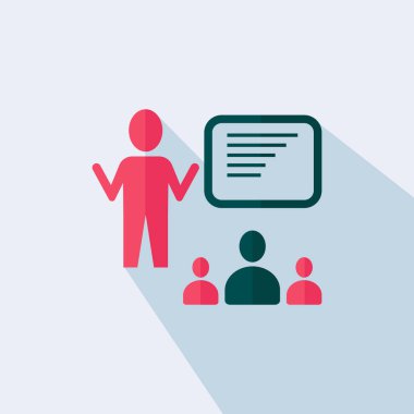 Öğretim Simgesi - Öğrenci ile Öğretmen - Düz vektör illüstrasyon