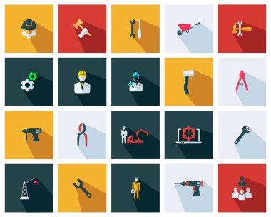 Mühendislik simgeleri seti - Düz vektör çizimi