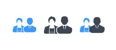 Üç glyph erkek ve kadın avatar vektör illüstrasyon seti