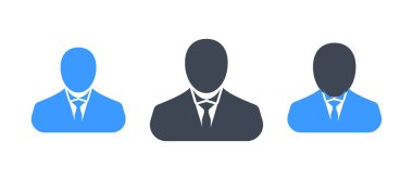 Üç düz işadamı avatar vektör illüstrasyon seti