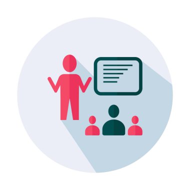 Öğretim Simgesi - Öğrenci ile Öğretmen - Düz vektör illüstrasyon