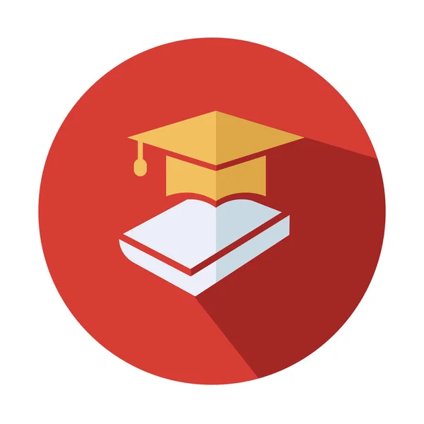 Boek met vector Graduation Cap-plat onderwijs icon-academische Universiteit hoed illustratie — Stockvector