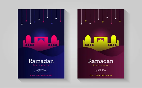 Ramadan kareem and mosque colorful awesome poster design vector template — Stock Vector