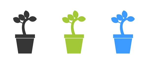 Planta maceta plano icono vector — Vector de stock