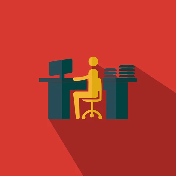 Businessman working on the computer in office icon - Flat vector illustration Royalty Free Stock Illustrations