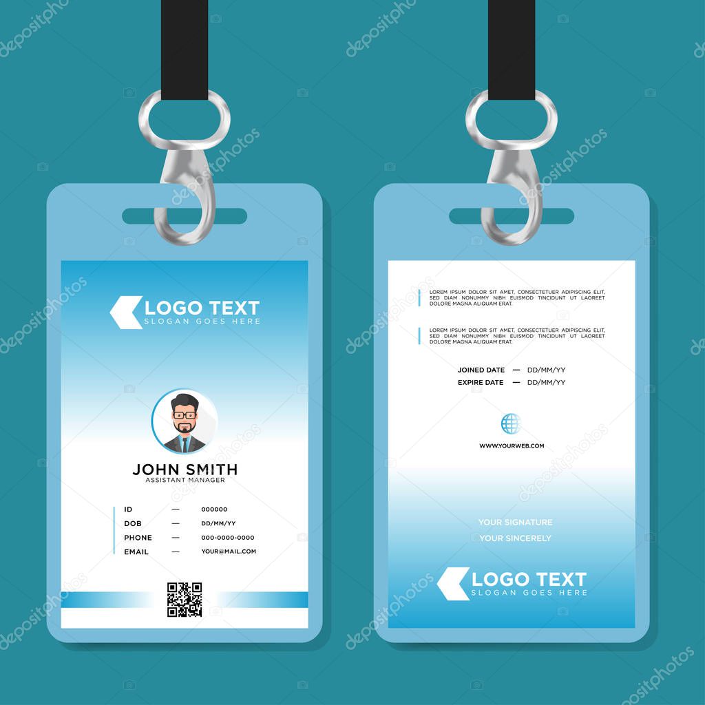Simple corporate id card template vector blue