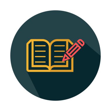 Kalem simgesi ile kitap - Düz eğitim işareti