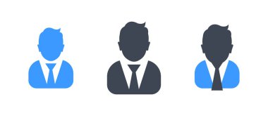 Üç düz işadamı avatar vektör illüstrasyon seti