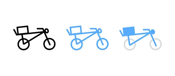 Bicyclette avec une boîte sur le coffre - icône du panneau plat du service de livraison — Image vectorielle