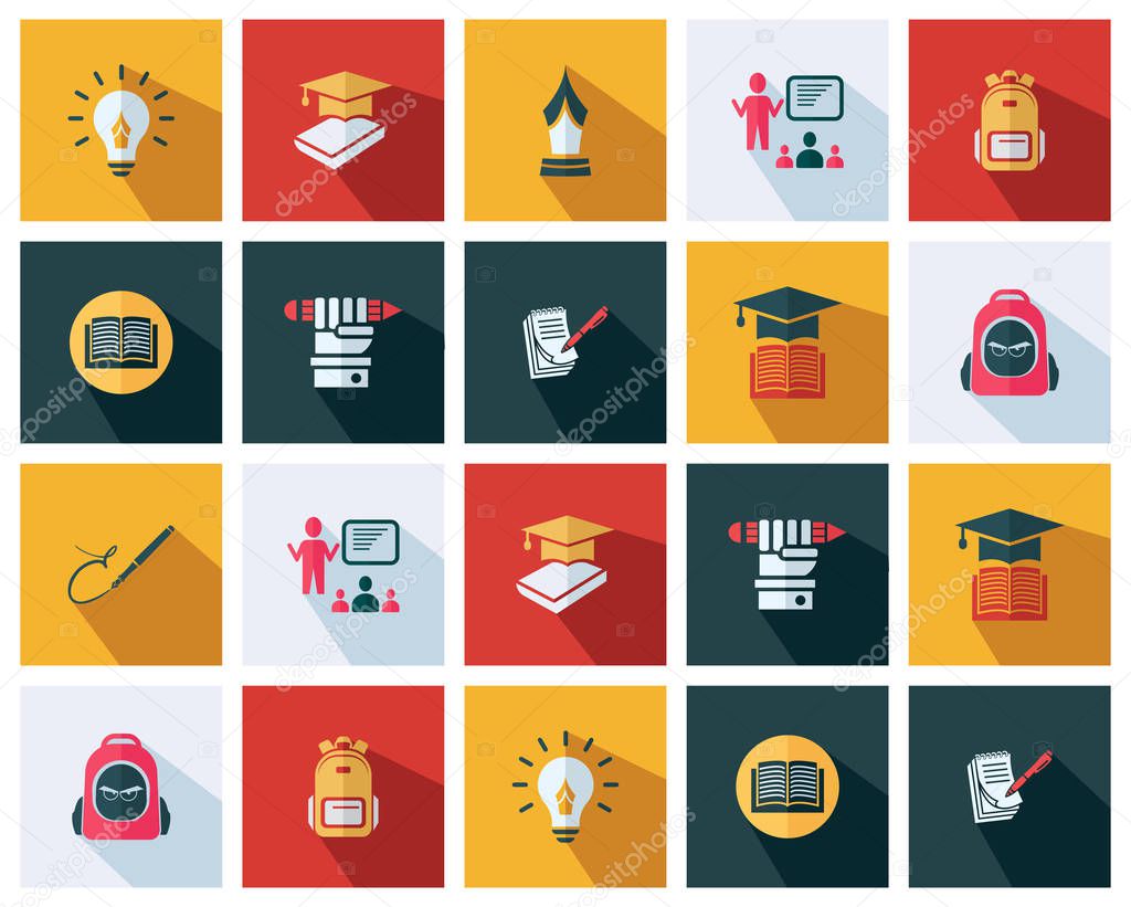 Education sign icons set - Flat education icons vector
