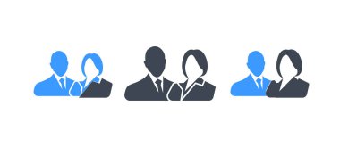 Üç glyph erkek ve kadın avatar vektör illüstrasyon seti