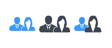 Üç glyph erkek ve kadın avatar vektör illüstrasyon seti