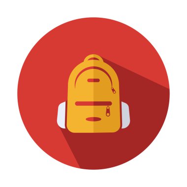 Okul çantası simgesi - Sırt çantası düz simge vektör