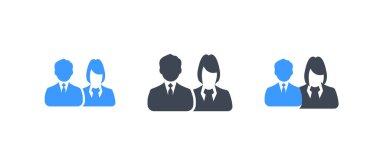 Üç glyph erkek ve kadın avatar vektör illüstrasyon seti