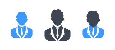 Üç düz işadamı avatar vektör illüstrasyon seti