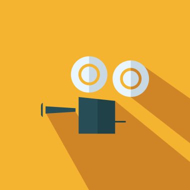 Video kamera düz simgesi - Modern video kamera düz işaret vektörü - İllüstrasyon