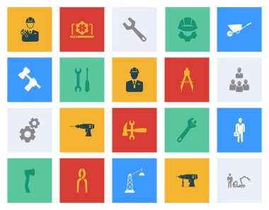 Mühendislik simgeleri seti - Düz vektör çizimi