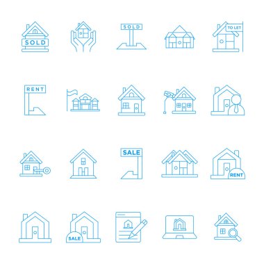 Gayrimenkul simgeleri seti - İş mülkiyet işareti vektör