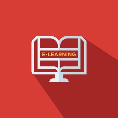 E-öğrenme vektör düz simgesi - Online Eğitim kavramı