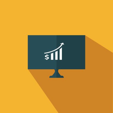 İş işareti büyümek - Finansal grafik simgesi düz vektör