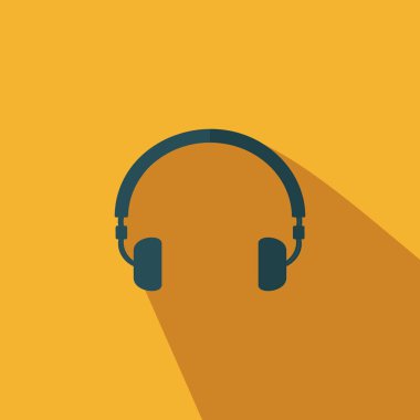 Kulaklık simgesi vektörü - Kulaklık düz işaret vektörü