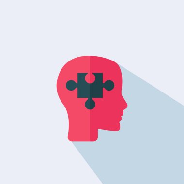 Puzzle Piece Siluet Kafa - Psikoloji düz kavram