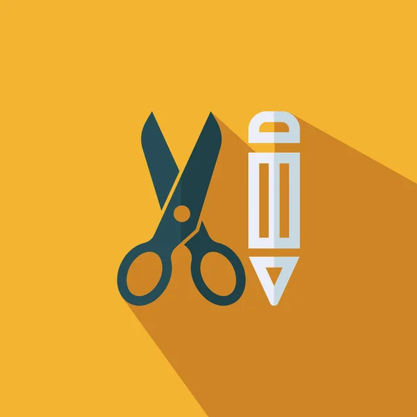Ciseaux avec icône plate crayon - Vecteur — Image vectorielle